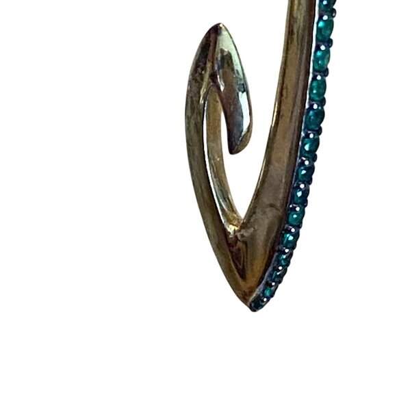 Gold & Teal Realm Drop Earrings With Embellished Crystals For Women - Picture 3 of 7